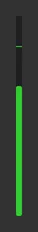 A mono level meter, green fill with a peak-hold tick above it